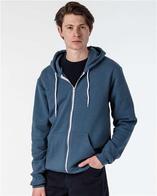 Los Angeles Apparel F97 Unisex USA-Made Flex Fleece Full-Zip Hooded Sweatshirt - Sea Blue
