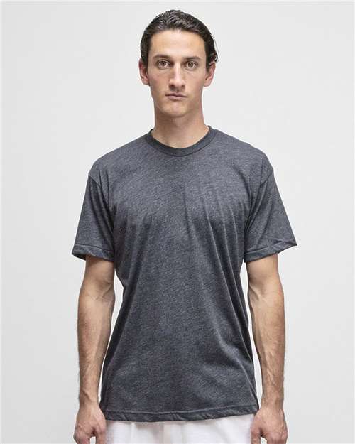 Los Angeles Apparel FF01 Unisex USA-Made 50/50 Poly/Cotton T-Shirt - Heather Black