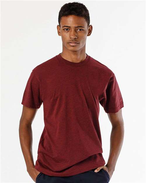 Los Angeles Apparel FF01 Unisex USA-Made 50/50 Poly/Cotton T-Shirt - Heather Cranberry