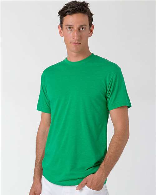 Los Angeles Apparel FF01 Unisex USA-Made 50/50 Poly/Cotton T-Shirt - Heather Kelly Green