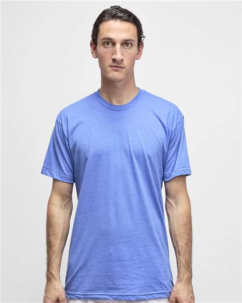 Los Angeles Apparel FF01 Unisex USA-Made 50/50 Poly/Cotton T-Shirt - Heather Lake Blue