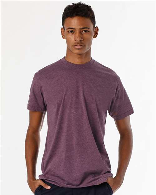 Los Angeles Apparel FF01 Unisex USA-Made 50/50 Poly/Cotton T-Shirt - Heather Plum