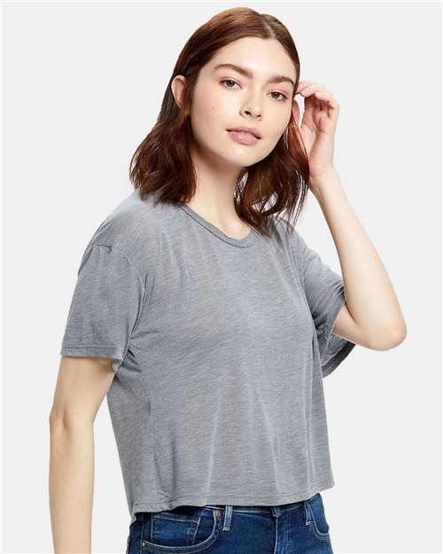 US Blanks US309 Women's Boxy Open Neck Tee - Heather Grey