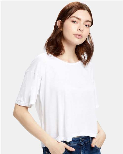 US Blanks US309 Women's Boxy Open Neck Tee - White