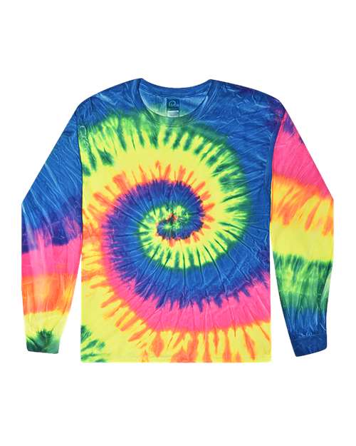 Colortone 2000 Unisex Tie-Dyed Long Sleeve T-Shirt - Neon Rainbow