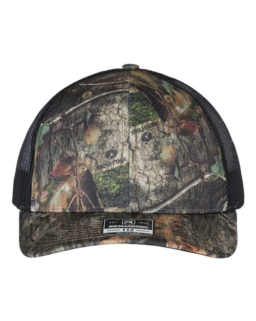 Load image into Gallery viewer, Richardson 112P Printed Trucker Cap - Mossy Oak Country DNA/ Black
