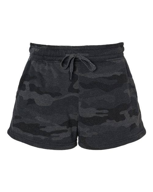 Independent Trading Co. PRM20SRT Women’s Lightweight California Wave Wash Fleece Shorts - Black Camo Heather
