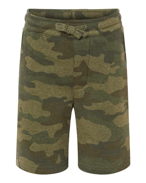 Independent Trading Co. PRM16SRT Youth Lightweight Special Blend Fleece Shorts - Forest Camo Heather