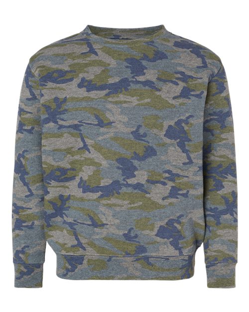LAT 2225 Youth Crewneck Sweatshirt - Vintage Camo