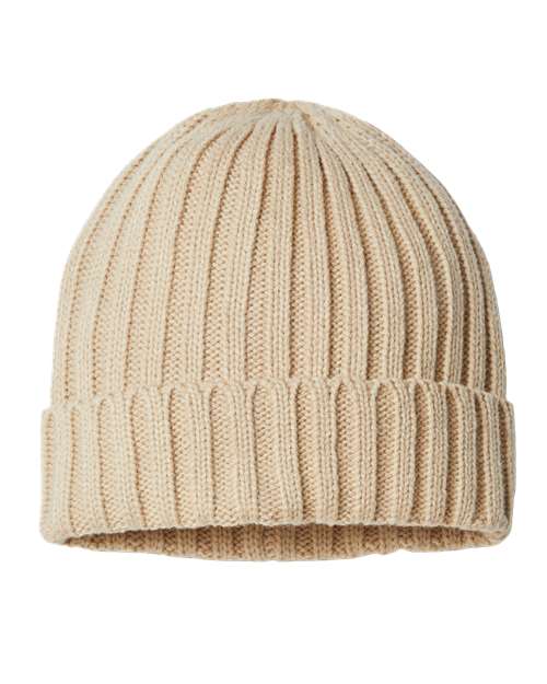 Atlantis Headwear SHORE Sustainable Cable Knit Cuffed Beanie - Light Beige
