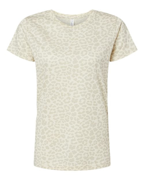 LAT 3516 Women's Fine Jersey Tee - Natural Leopard