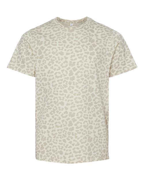 LAT 6101 Youth Fine Jersey Tee - Natural Leopard