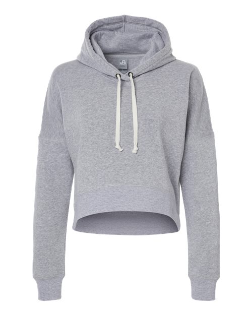 Load image into Gallery viewer, J. America 8853 Women's Crop Hooded Sweatshirt - Grey Triblend
