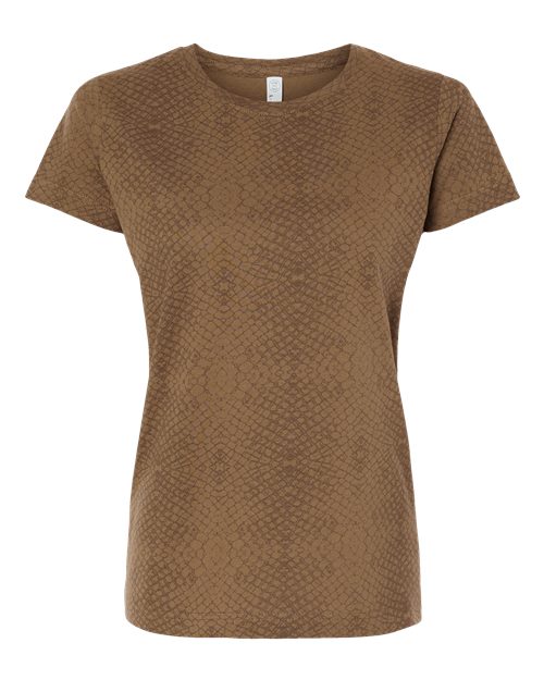 LAT 3516 Women's Fine Jersey Tee - Brown Reptile