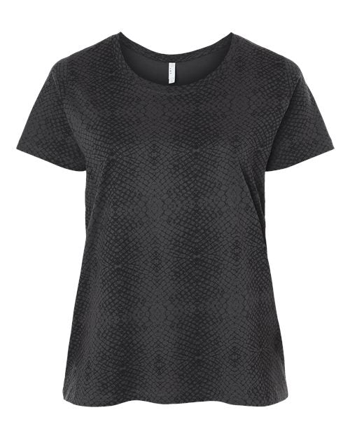 LAT 3816 Women's Curvy Collection Fine Jersey Tee - Black Reptile