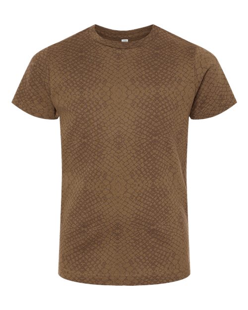 LAT 6101 Youth Fine Jersey Tee - Brown Reptile