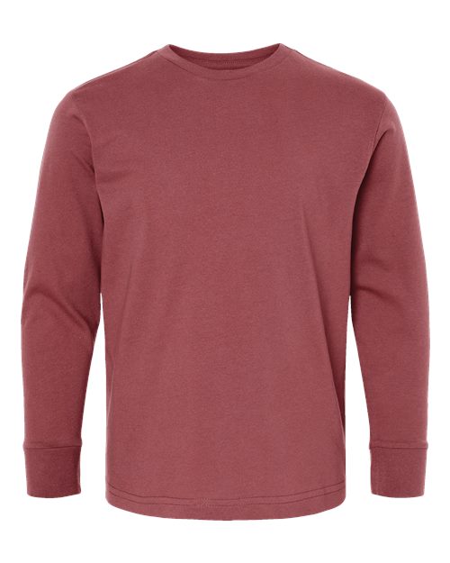 Load image into Gallery viewer, LAT 6201 Youth Fine Jersey Long Sleeve Tee - Rouge
