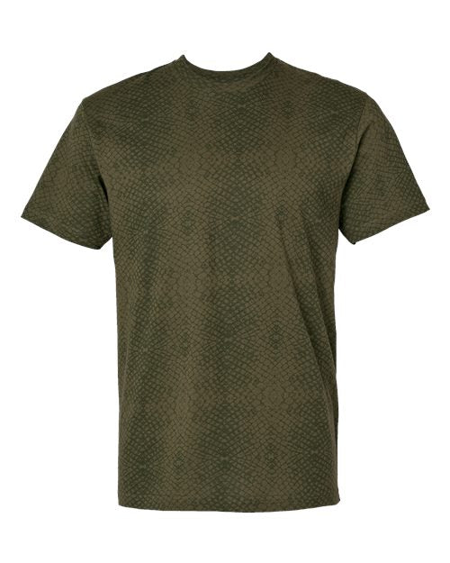 Load image into Gallery viewer, LAT 6901 Unisex Fine Jersey Tee - Green Reptile
