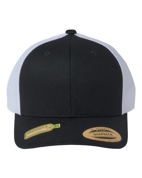 YP Classics 6606R Sustainable Retro Trucker Cap - Black/ White