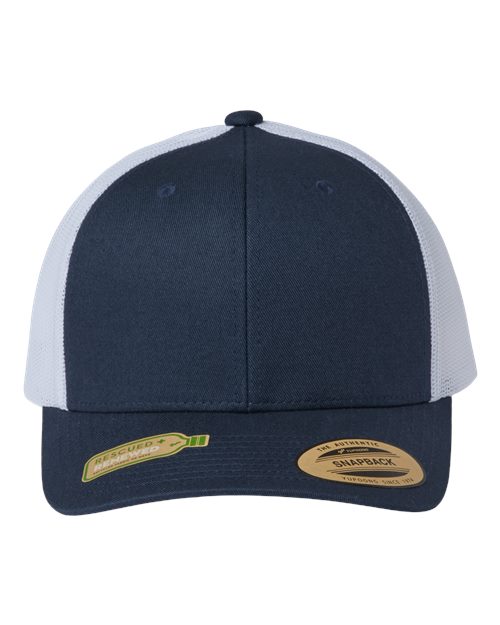 YP Classics 6606R Sustainable Retro Trucker Cap - Navy/ White