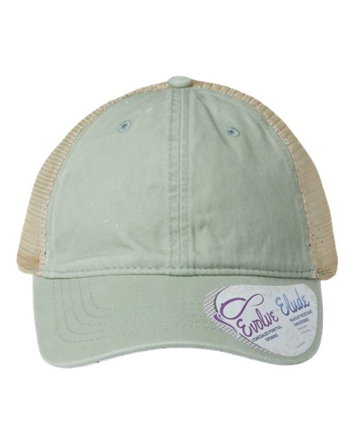 Infinity Her TESS Women's Washed Mesh-Back Cap - Sage/ Polka Dots