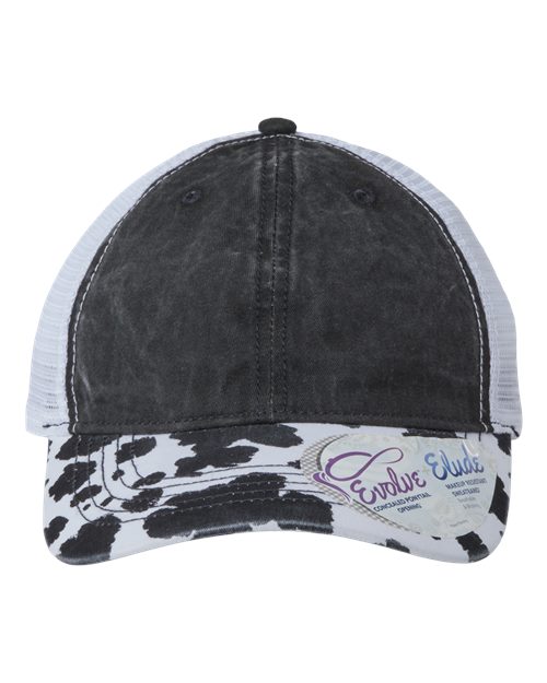 Infinity Her JANET Women's Printed Bill with Mesh Back Cap - Black/ Cow/ White