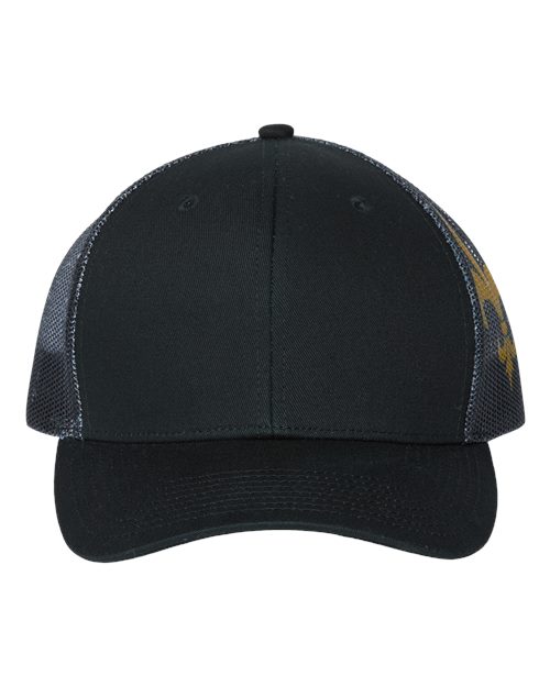 Load image into Gallery viewer, Kati S700M Printed Mesh Trucker Cap - Black/ Black/ Fleur De Lis
