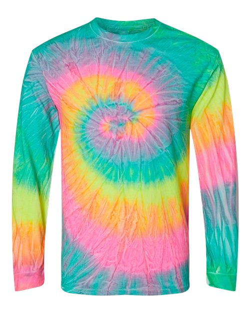 Colortone 2000 Unisex Tie-Dyed Long Sleeve T-Shirt - Minty Rainbow