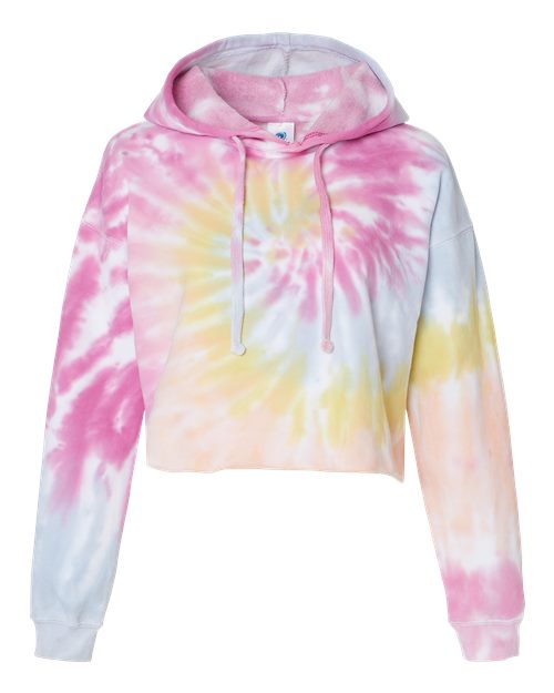 Colortone 8333 Women's Tie-Dyed Crop Hooded Sweatshirt - Desert Rose
