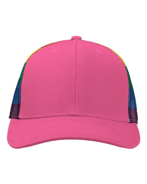 Kati S700M Printed Mesh Trucker Cap - Hot Pink/ Rainbow