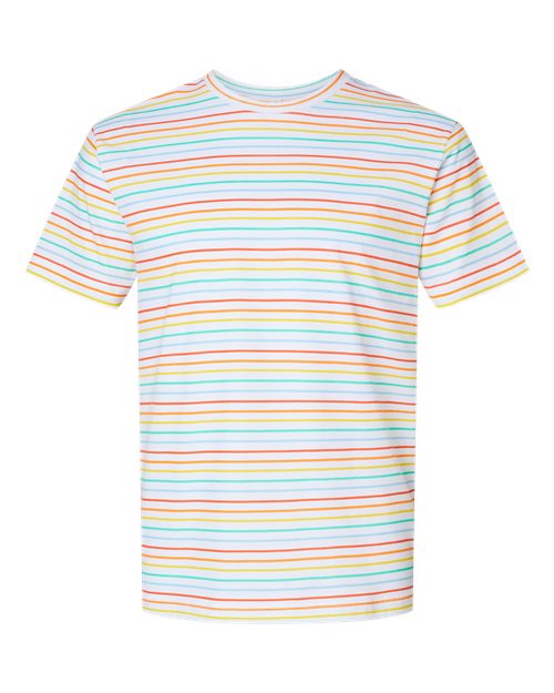 LAT 6901 Unisex Fine Jersey Tee - Rainbow Stripe