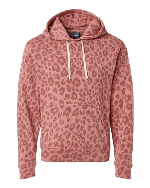 J. America 8871 Men's Triblend Fleece Hooded Sweatshirt - Dusty Rose Leopard Triblend