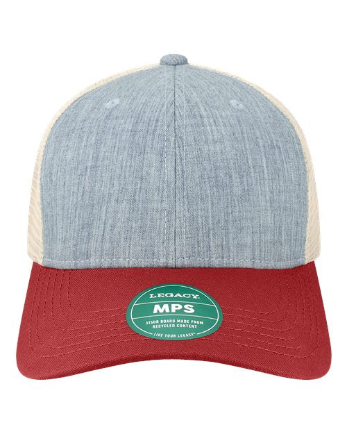 LEGACY MPS Mid-Pro Snapback Trucker Cap - Melange Light Blue/ Cardinal/ Stone