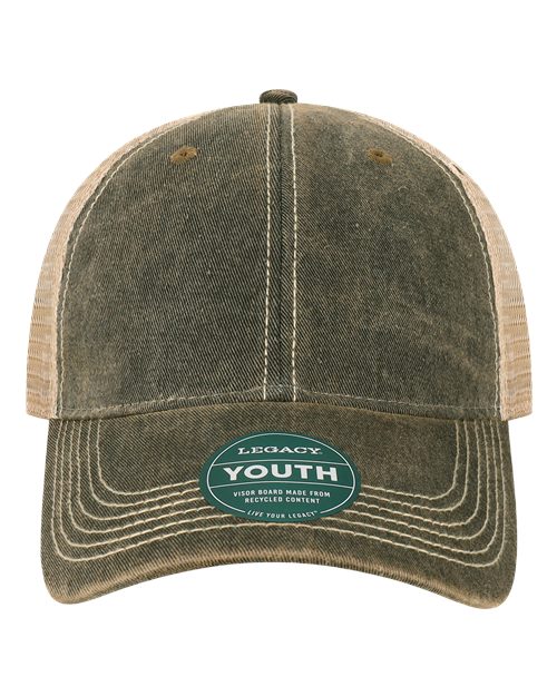 Load image into Gallery viewer, LEGACY OFAY Youth Old Favorite Trucker Cap - Black/ Khaki
