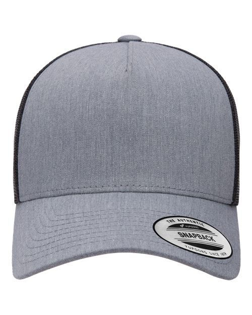 YP Classics 6506 Five-Panel Retro Trucker Cap - Heather/ Black