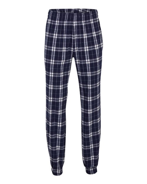 Load image into Gallery viewer, Boxercraft BM6625 Unisex Flannel Joggers - Navy/ Silver Plaid
