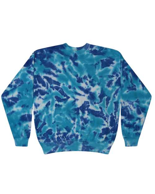 Colortone 8100 Unisex Tie-Dyed Fleece Crewneck Sweatshirt - Multi Blue