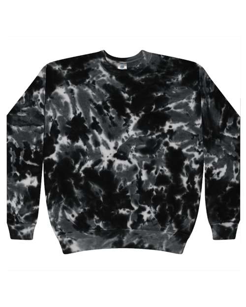 Colortone 8100 Unisex Tie-Dyed Fleece Crewneck Sweatshirt - Multi Black