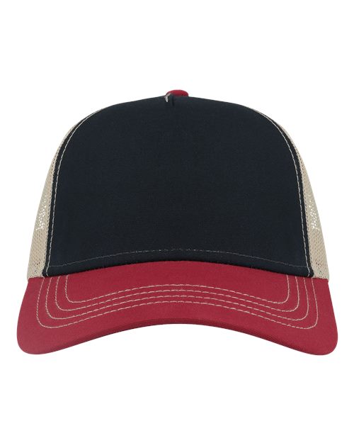 Load image into Gallery viewer, Atlantis Headwear RAPPER Sustainable Canvas Cap - Navy/ Burgundy/ Khaki
