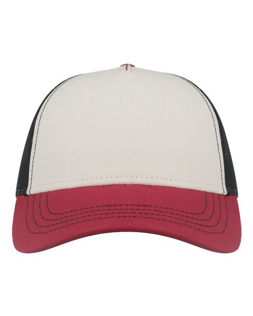 Atlantis Headwear RAPPER Sustainable Canvas Cap - White/ Burgundy/ Black