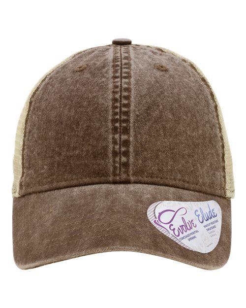 Load image into Gallery viewer, Infinity Her TESS Women's Washed Mesh-Back Cap - Chocolate/ Fawn/ Khaki
