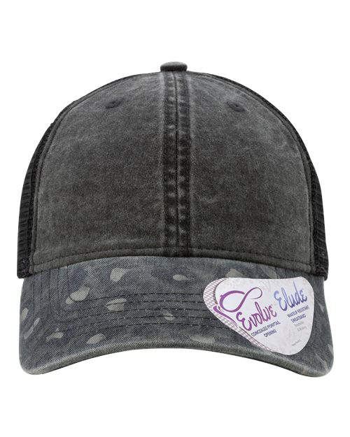 Infinity Her JANET Women's Printed Bill with Mesh Back Cap - Black/ Black Leopard/ Black