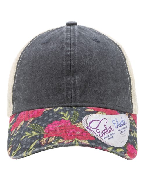 Infinity Her JANET Women's Printed Bill with Mesh Back Cap - Black/ Floral/ Khaki
