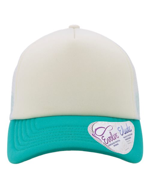 Infinity Her ROSIE Women's Foam Trucker Cap - Ivory/ Jade/ White/ Swirl