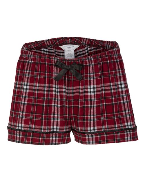 Boxercraft BW6501 Women's Flannel Shorts - Garnet/ Black Plaid