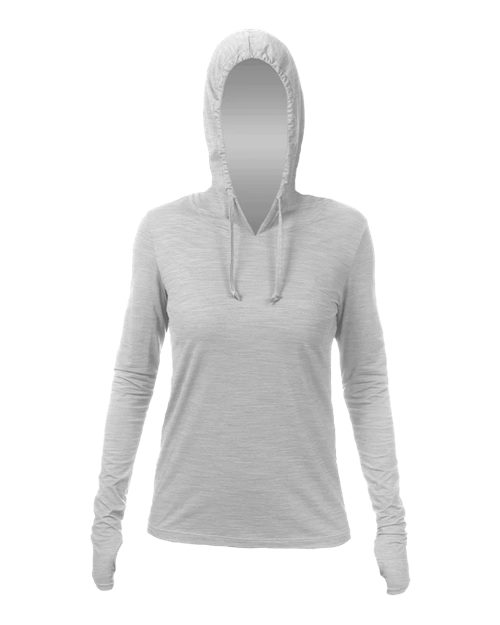 Load image into Gallery viewer, ANETIK WSBRZH0 Women's Breeze Tech Hooded Long Sleeve T-Shirt - Alloy Heathered
