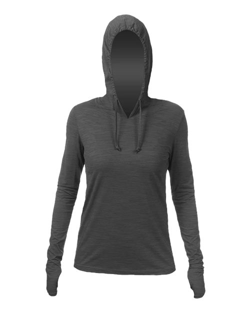 ANETIK WSBRZH0 Women's Breeze Tech Hooded Long Sleeve T-Shirt - Charcoal Heathered