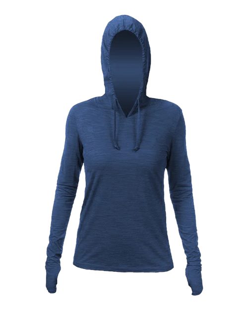 ANETIK WSBRZH0 Women's Breeze Tech Hooded Long Sleeve T-Shirt - Navy Heathered