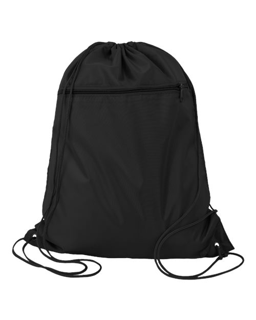 Load image into Gallery viewer, Q-Tees Q135200 Polyester Drawstring Backpack - Black
