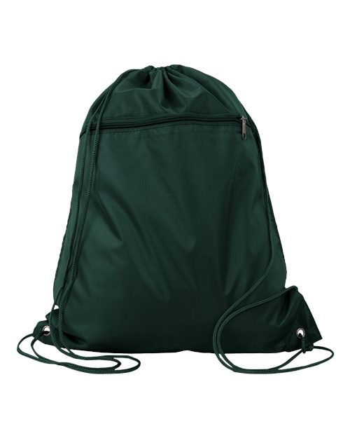 Q-Tees Q135200 Polyester Drawstring Backpack - Forest Green